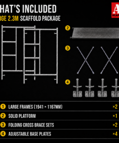 Alternative view of 2.3m Mobile Scaffold Tower Large