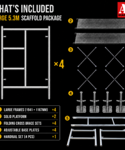 Alternative view of 5.3m Mobile Scaffold Tower Large