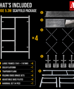 Alternative view of 5.3m Mobile Scaffold Tower Large (Trapdoor)