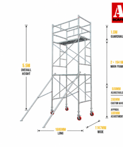 5.5m mobile scaffold large with outriggers and trapdoor