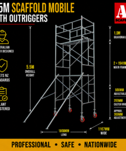 5.5m scaffold with outriggers large mobile scaffold