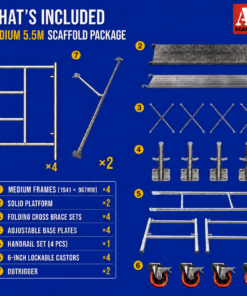 5.5m mobile scaffold with outriggers medium steel scaffold