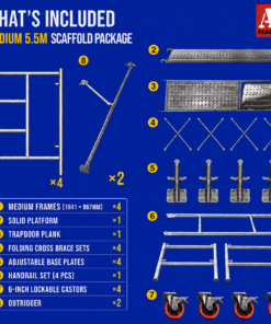 5.5m scaffold with outriggers medium trapdoor mobile scaffold