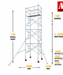 7.5m scaffold with outriggers and trapdoor platform