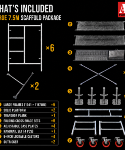 7.5m scaffold with outriggers and trapdoor platform